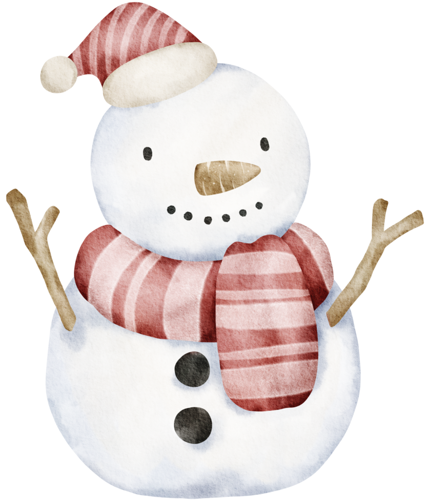 muñeco de nieve navidad invierno acuarela png