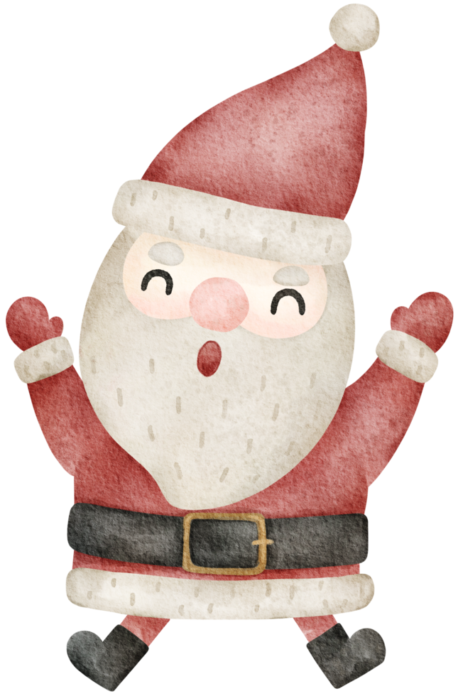 divertido santa claus navidad acuarela png