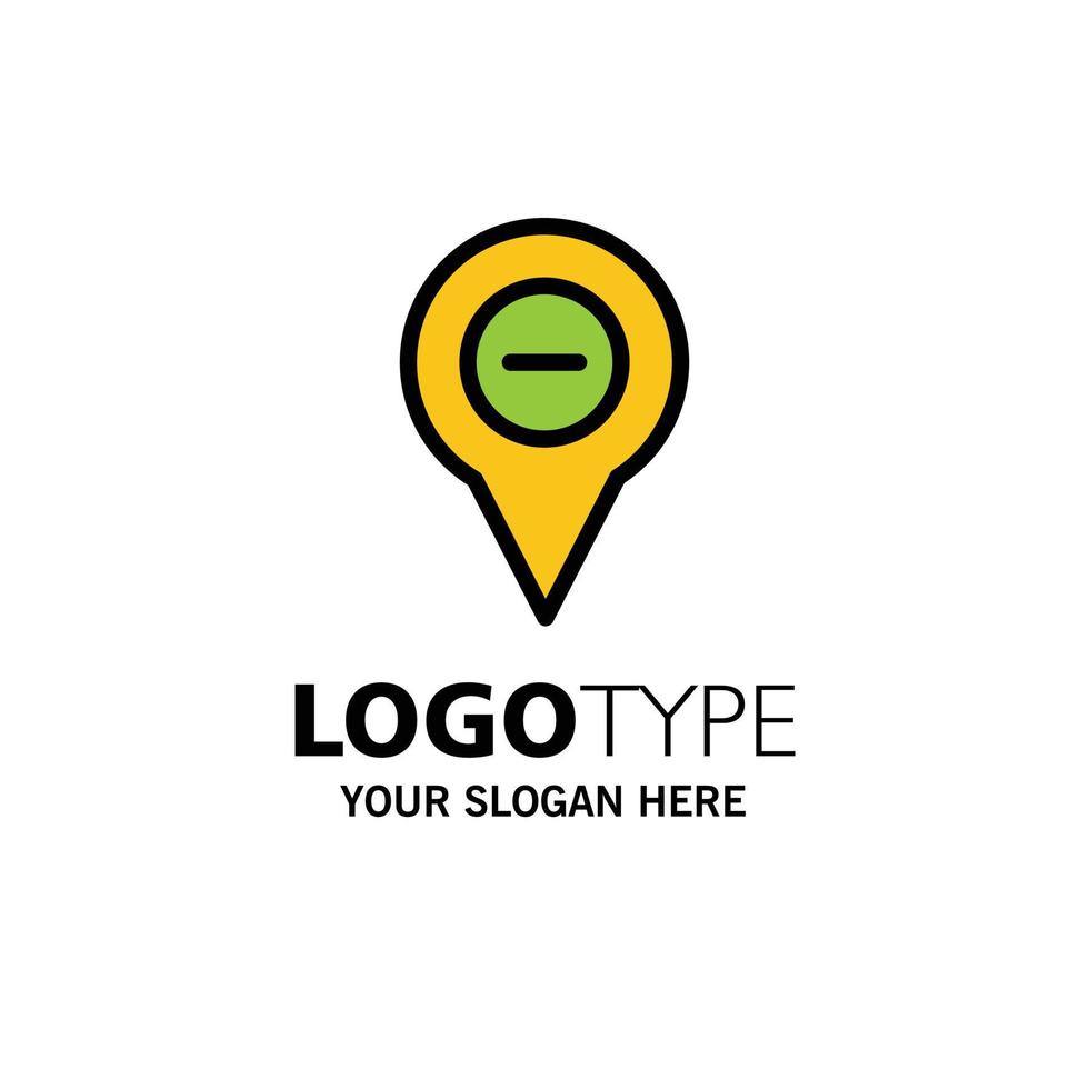 Location Map Navigation Pin minus Business Logo Template Flat Color vector