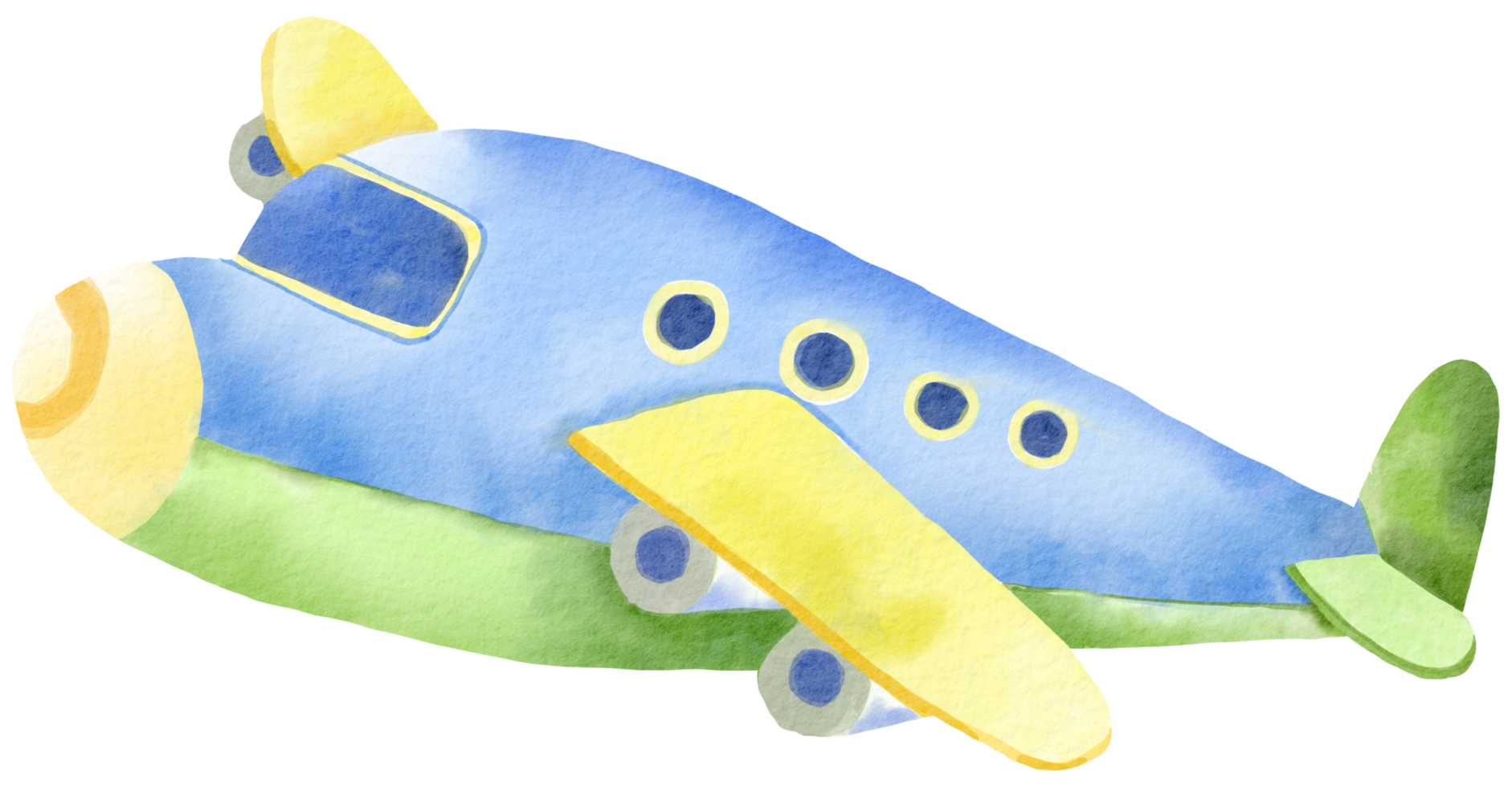 desenho de aquarela de avião fofo png