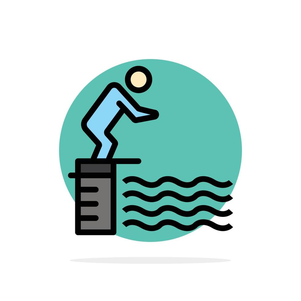 buceo salto plataforma piscina deporte círculo abstracto fondo color plano icono vector