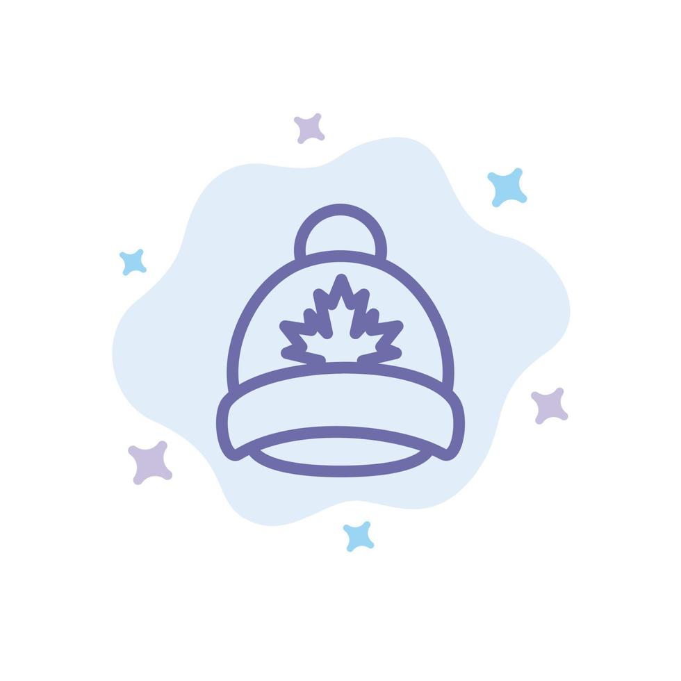 Hat Cap Leaf Canada Blue Icon on Abstract Cloud Background vector