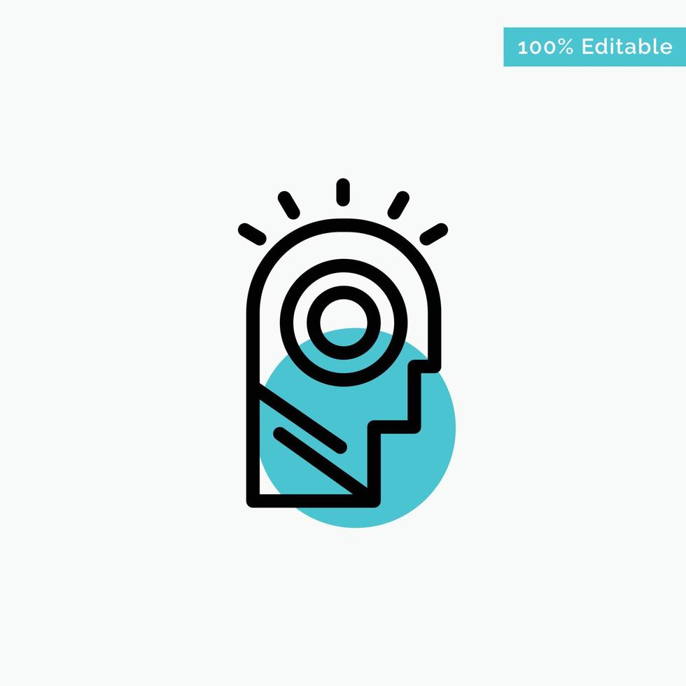 Idea Light Man Hat turquoise highlight circle point Vector icon