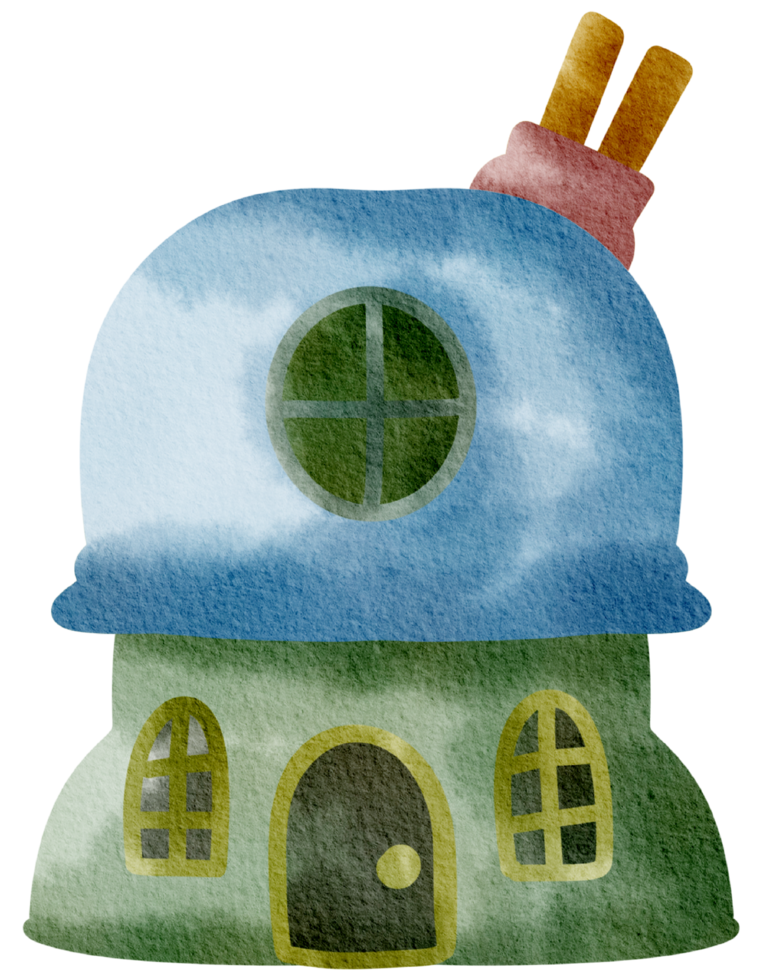 Little house watercolor cartoon cute png