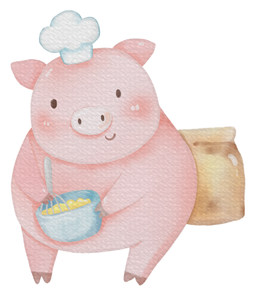 söt gris djur- karaktär vattenfärg png