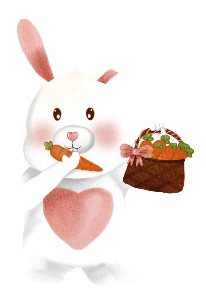 Cute rabbit animal character watercolor png