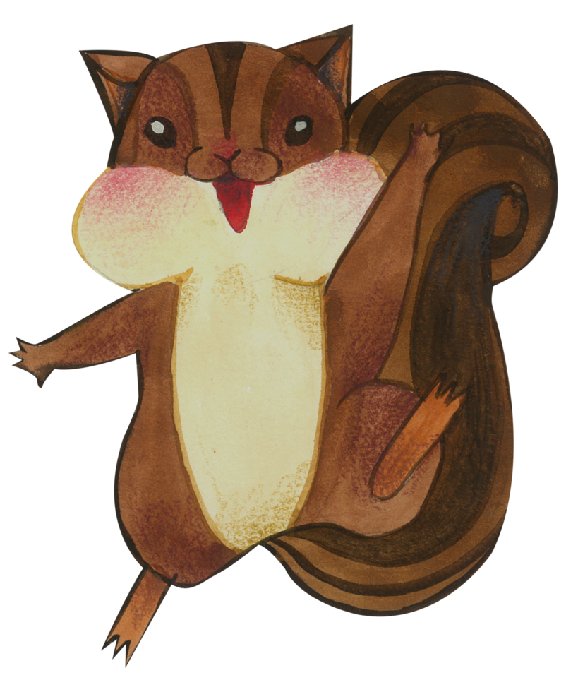 Cute animal character watercolor png