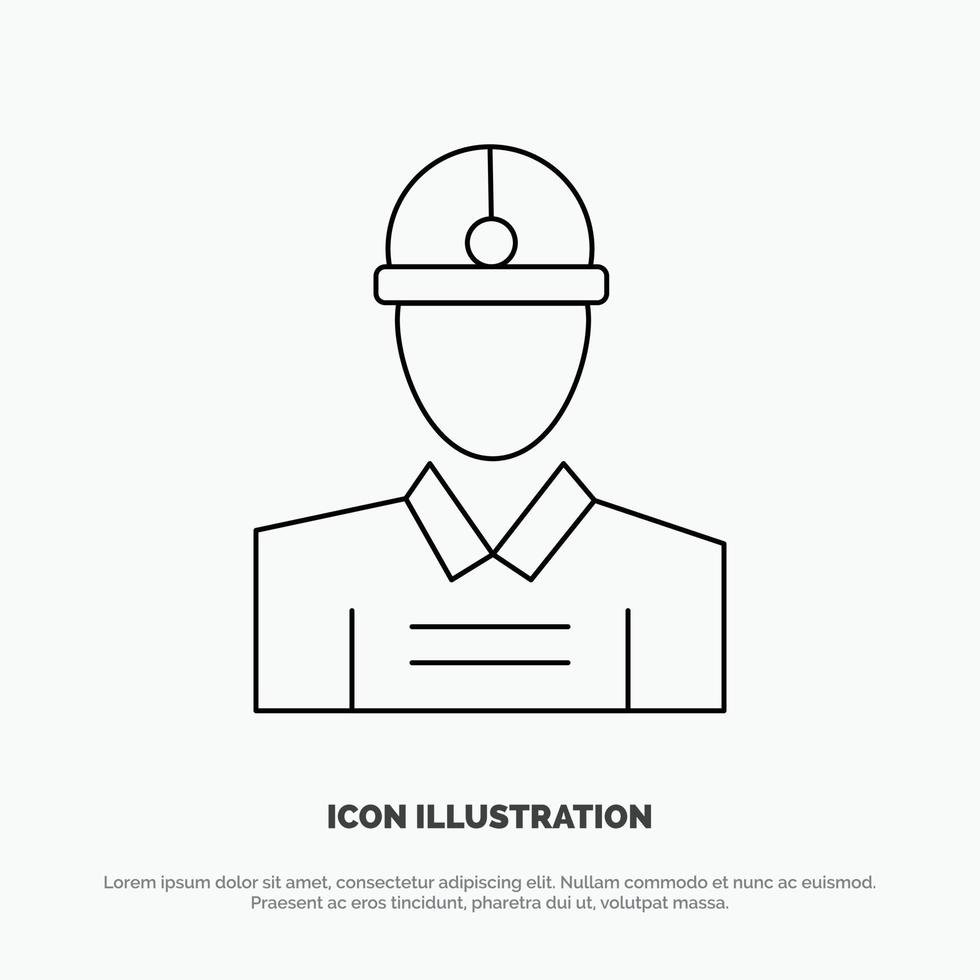 Construction Engineer Worker Work Line Icon Vector