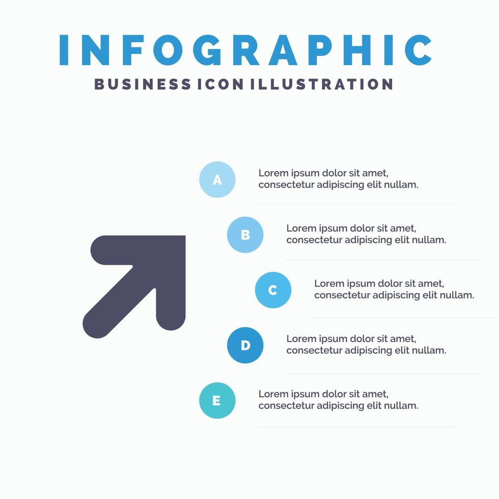 Arrow Up Right Solid Icon Infographics 5 Steps Presentation Background vector