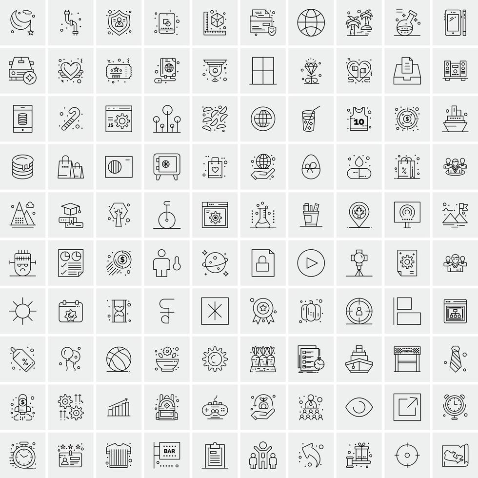 Pack of 100 Universal Line Icons for Mobile and Web vector