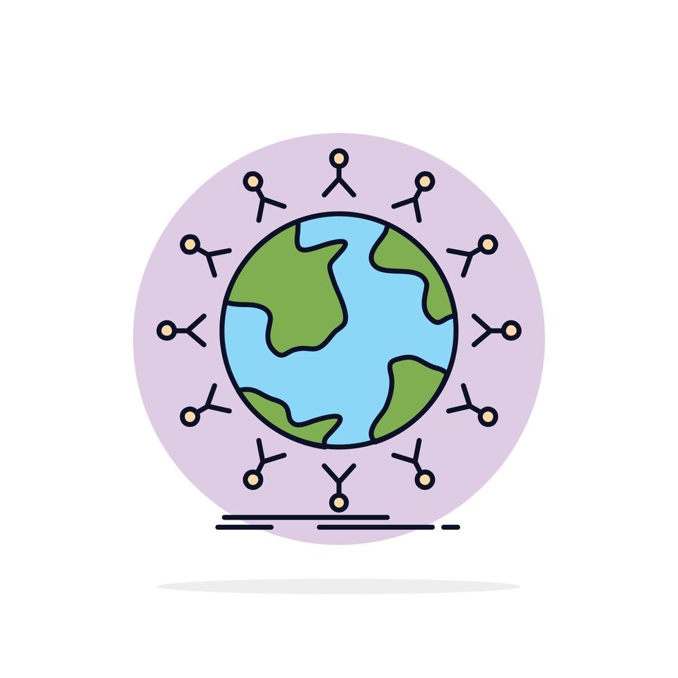 global student network globe kids Flat Color Icon Vector