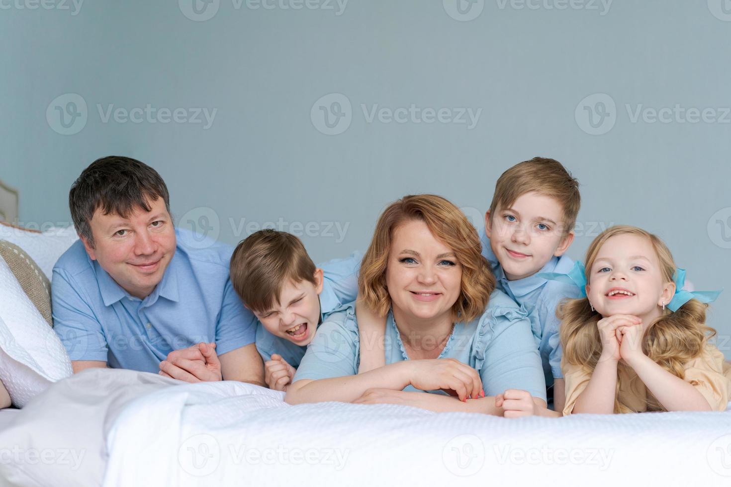 Portrait enjoying happy smile love caucasian family father and mother, parents photo