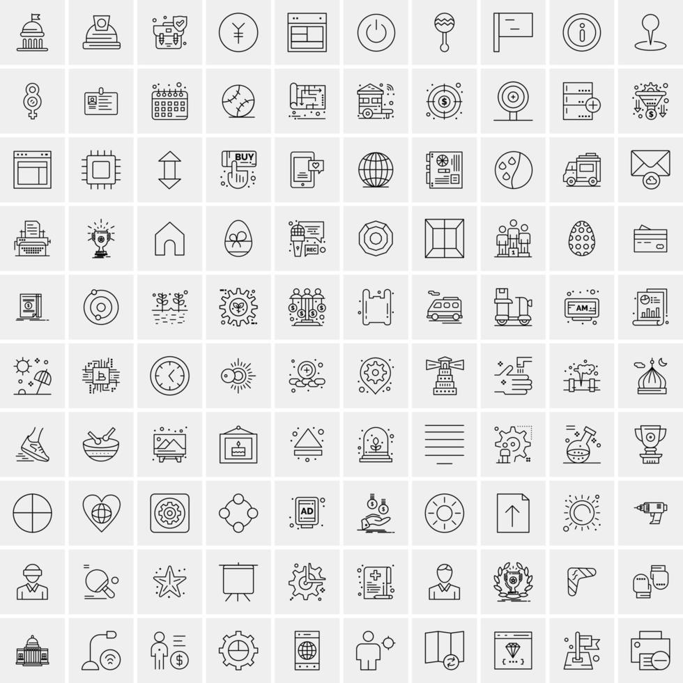 Pack of 100 Universal Line Icons for Mobile and Web vector