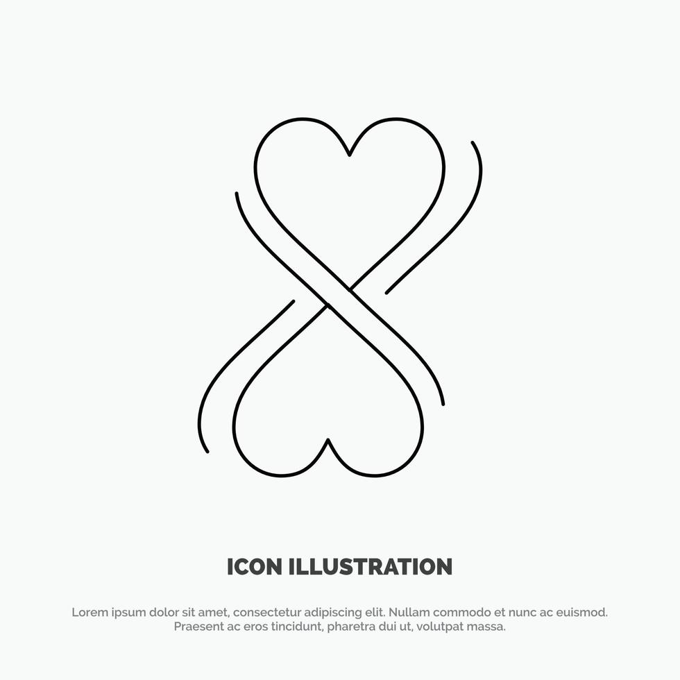 corazón ocho tipografía vector línea icono