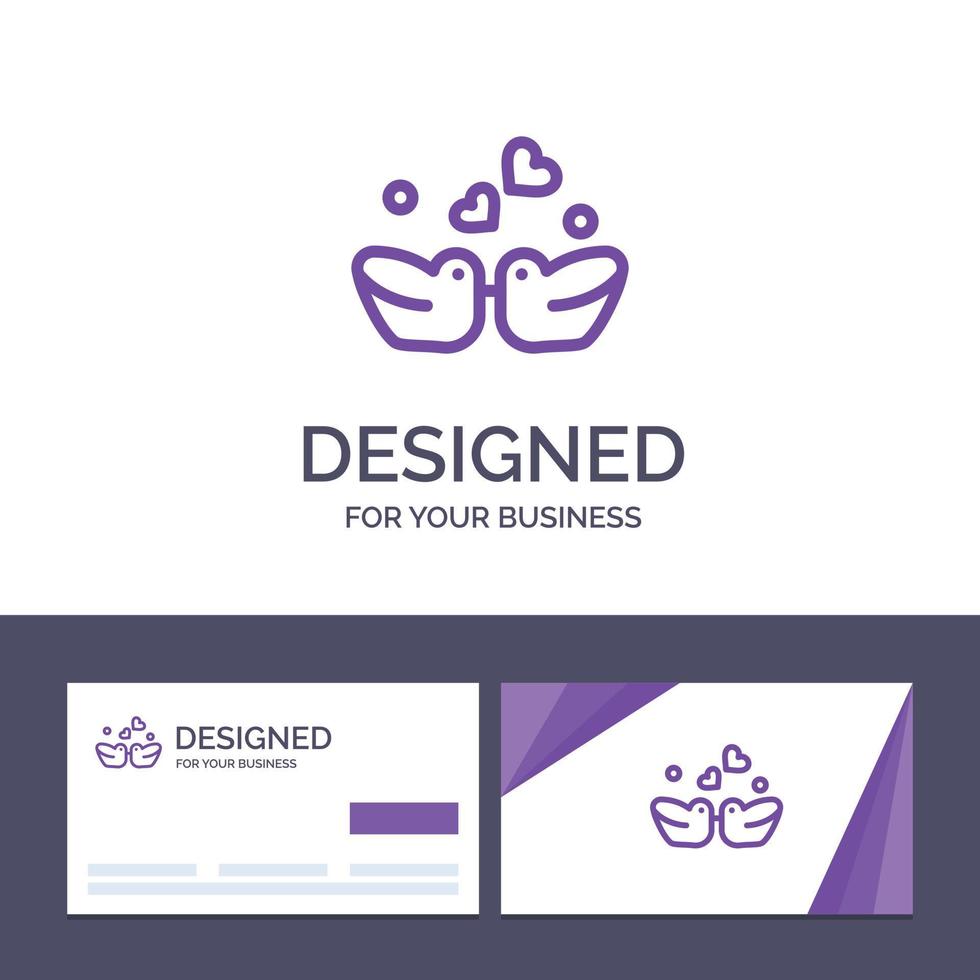 Creative Business Card and Logo template Birds Lovebirds Couple Ducks Vector Illustration