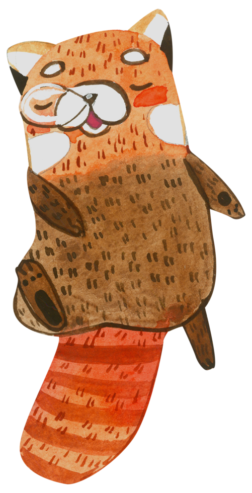 Cute animal character watercolor png