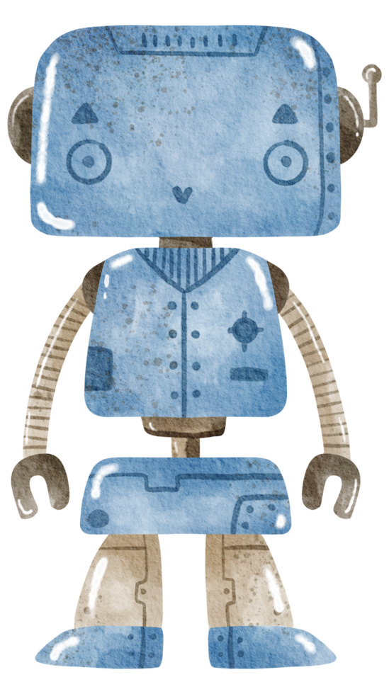 Cute Robot hand paint watercolor png