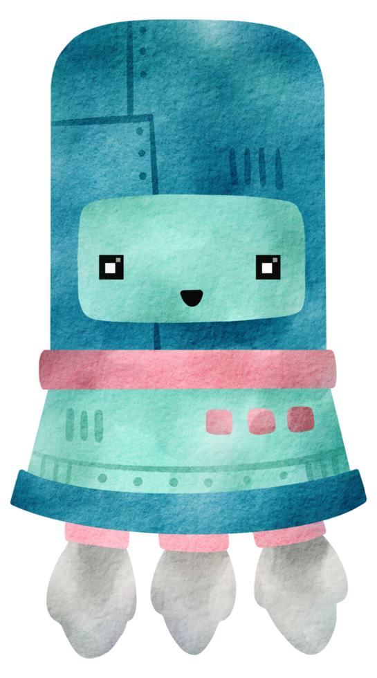 Cute Robot hand paint watercolor png