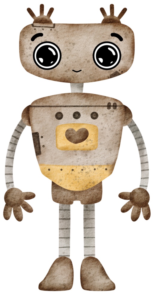 carino robot mano dipingere acquerello png