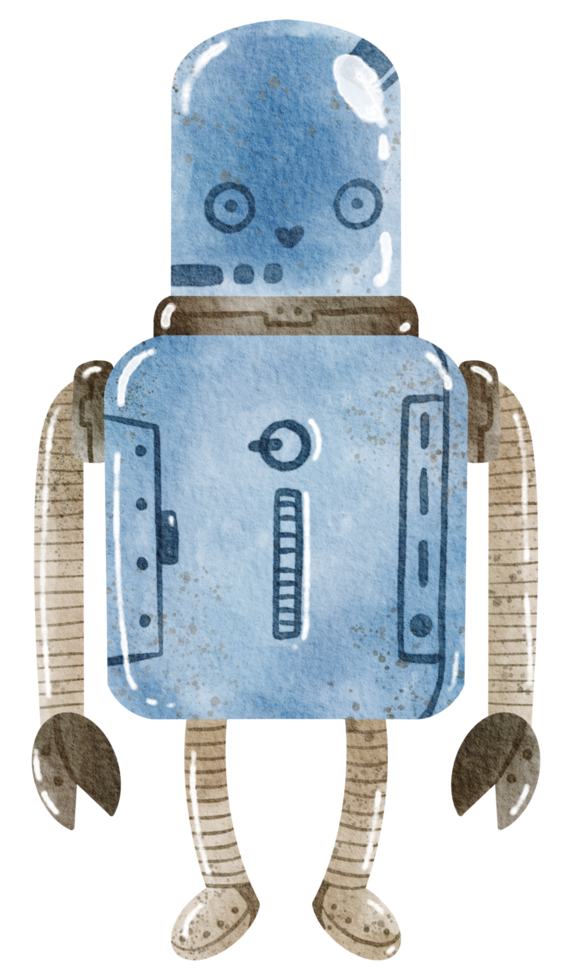 carino robot mano dipingere acquerello png