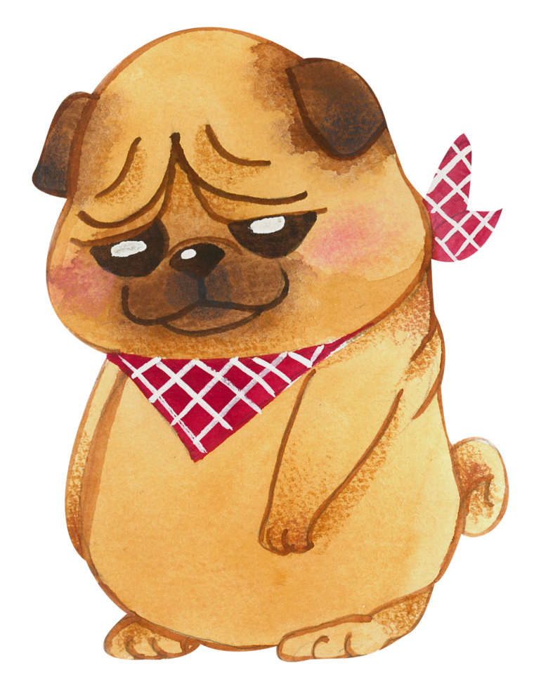 Cute dog animal character watercolor png