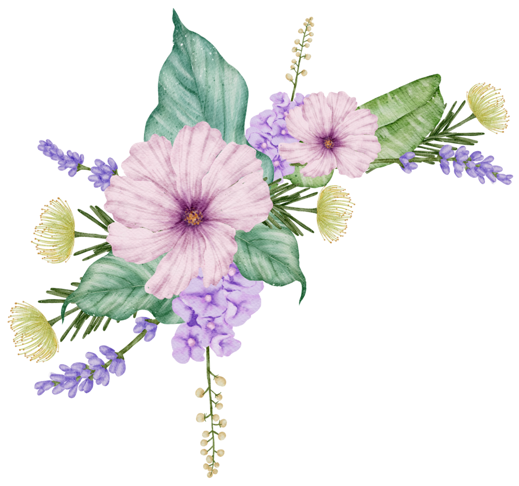 acuarela violeta floral botánico png