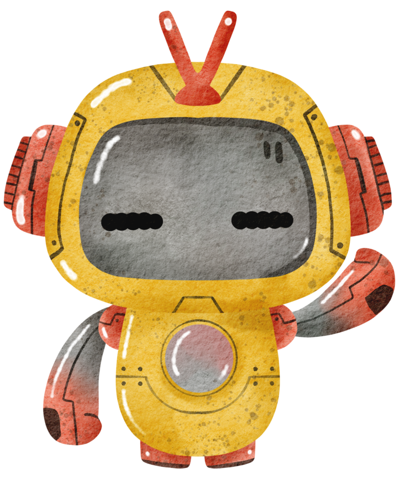 carino robot mano dipingere acquerello png