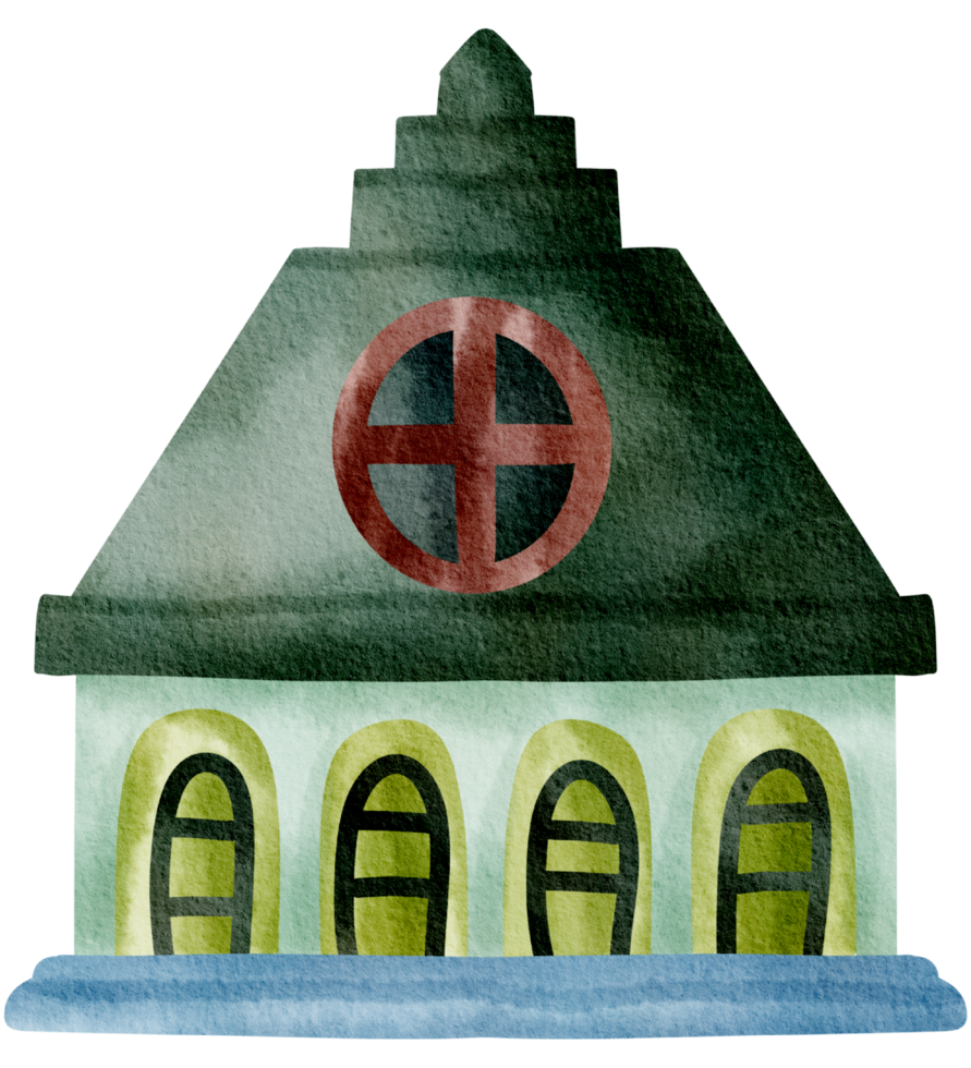 Little house watercolor cartoon cute png