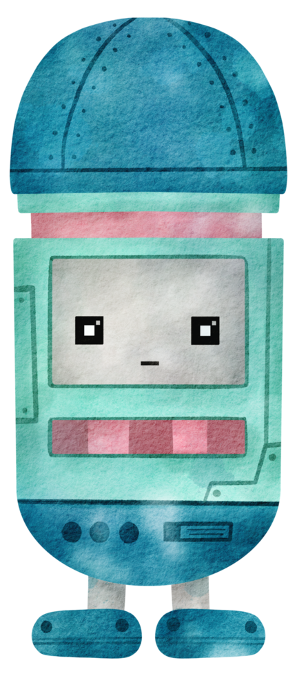 schattig robot hand- verf waterverf png