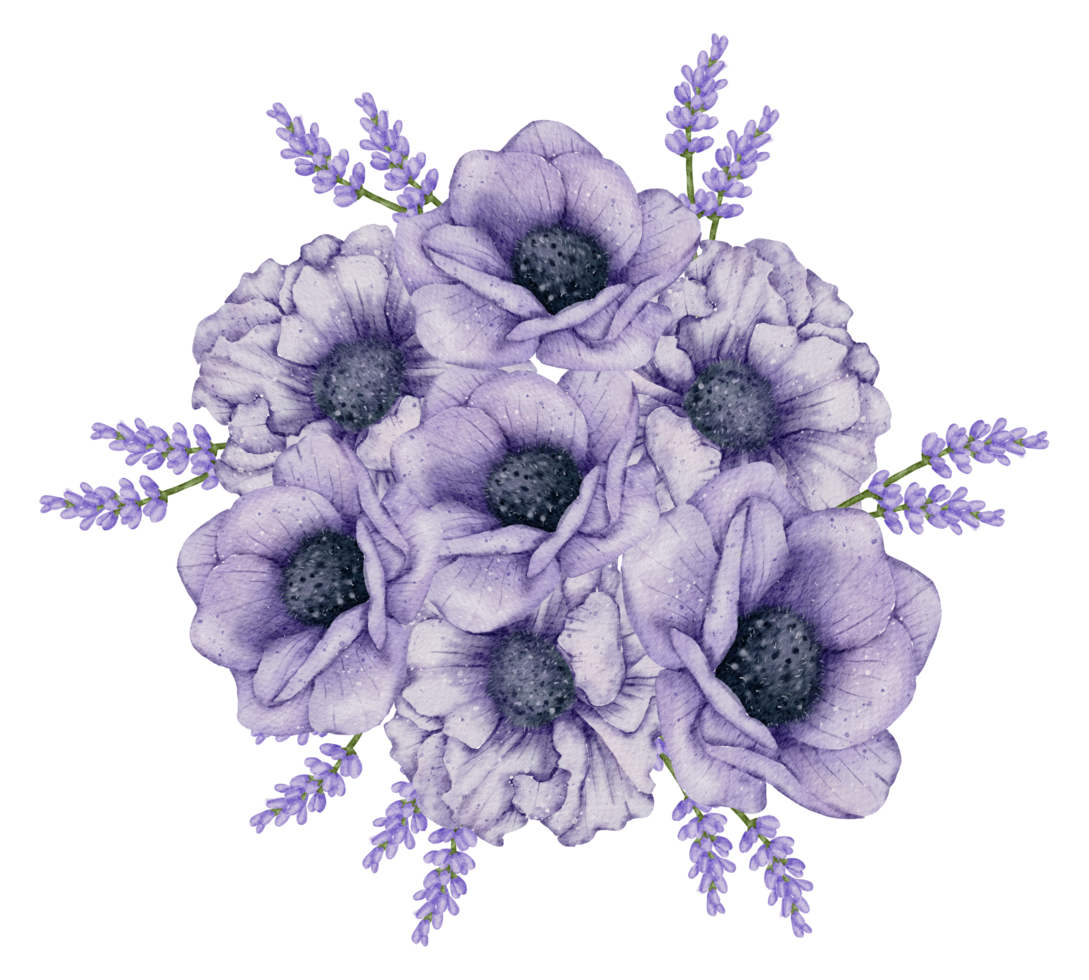 aquarela violeta floral botânico png