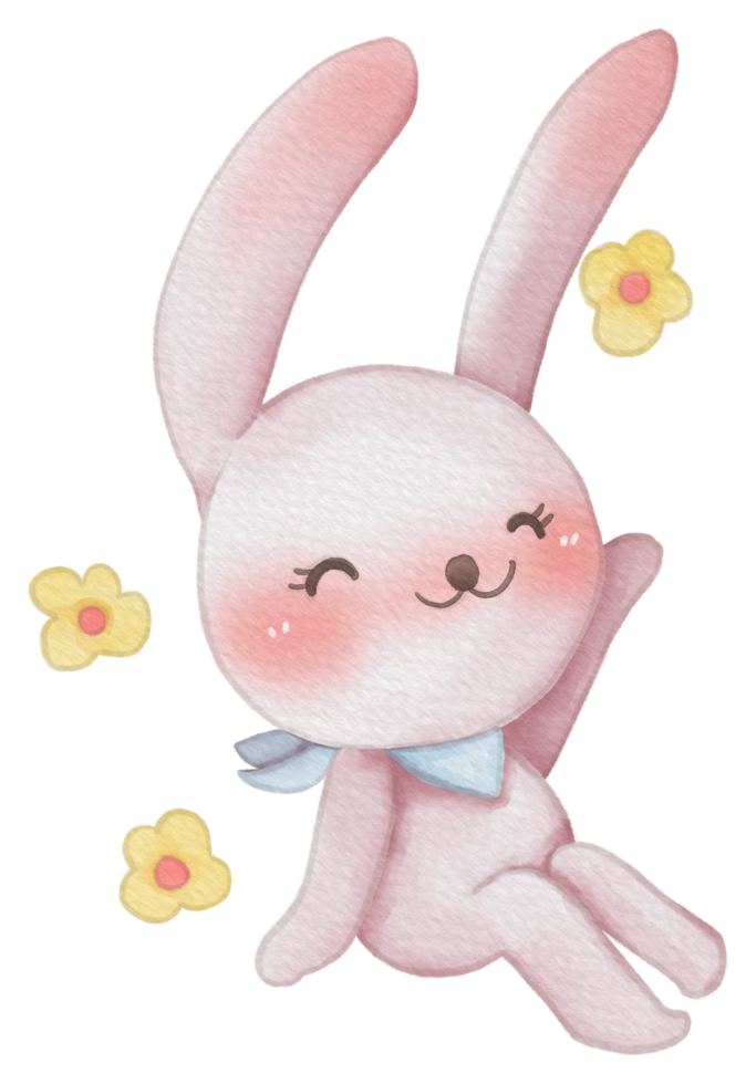 Cute rabbit animal character watercolor png