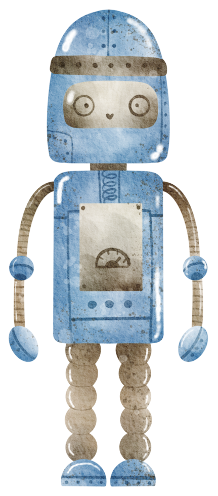 Cute Robot hand paint watercolor png