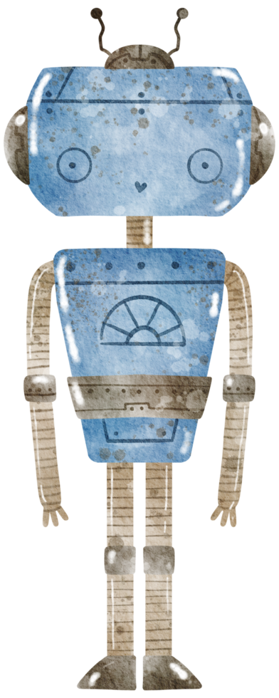 carino robot mano dipingere acquerello png