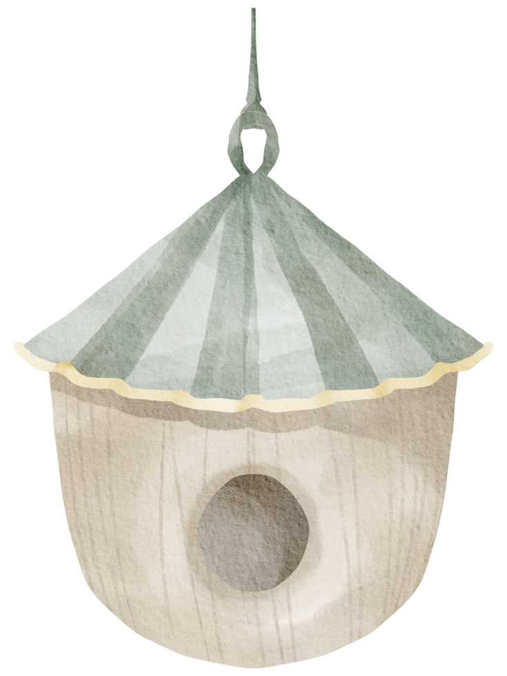 Birdhouse watercolor hand painted png