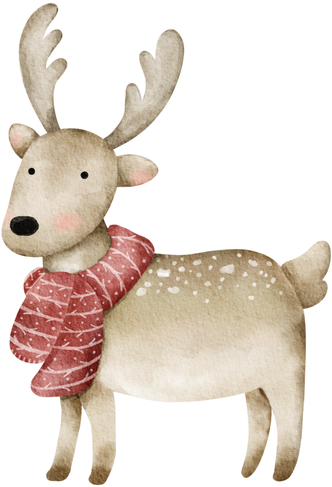 Christmas reindeer cartoon cute watercolor png