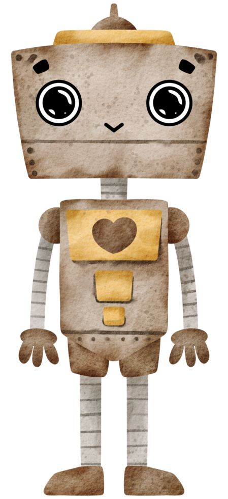 Cute Robot hand paint watercolor png