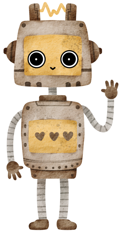 carino robot mano dipingere acquerello png