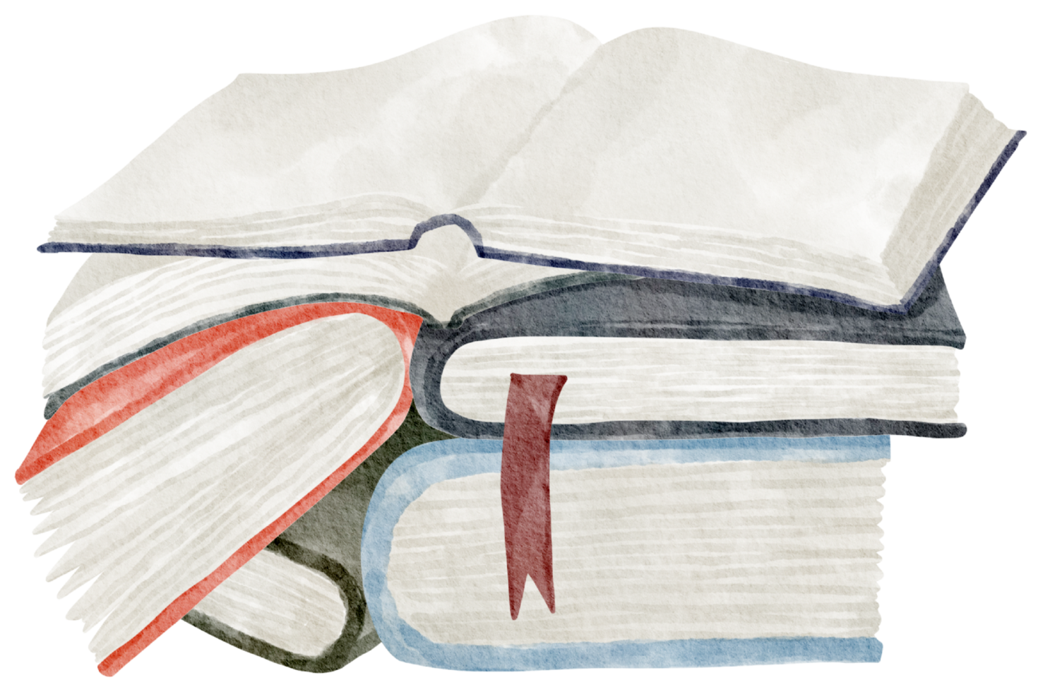 Love book reading watercolor books hand painted png