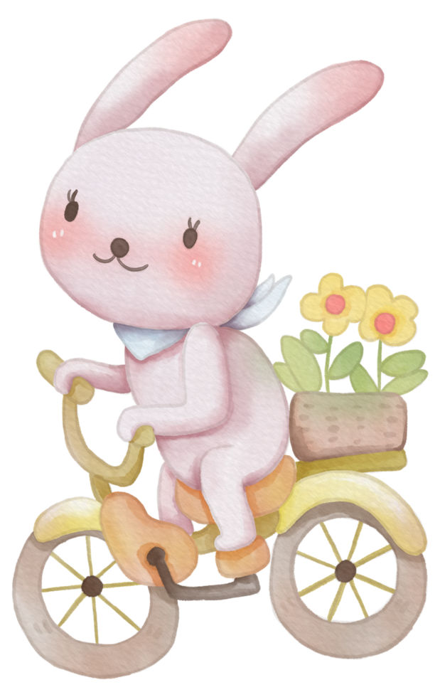 Cute rabbit animal character watercolor png