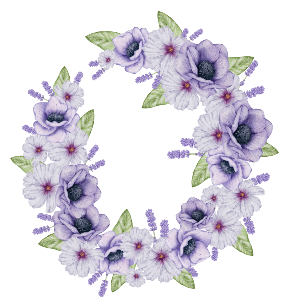 Watercolor Violet Floral Botanical png