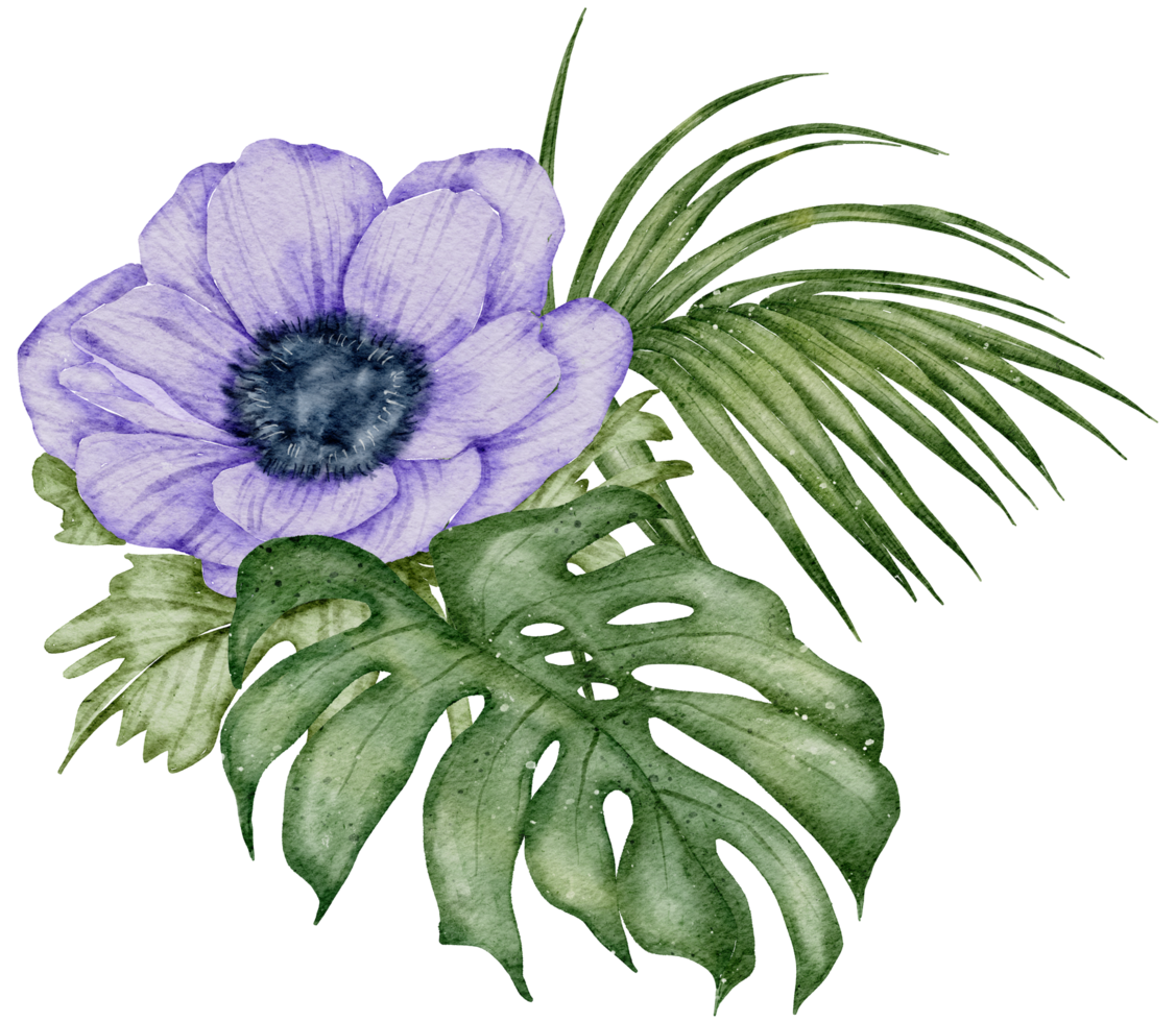 acuarela violeta floral botánico png