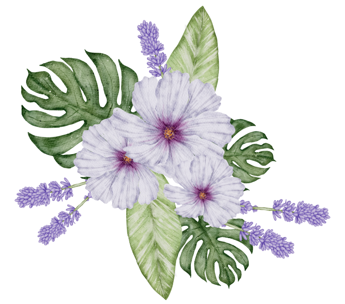 aquarela violeta floral botânico png