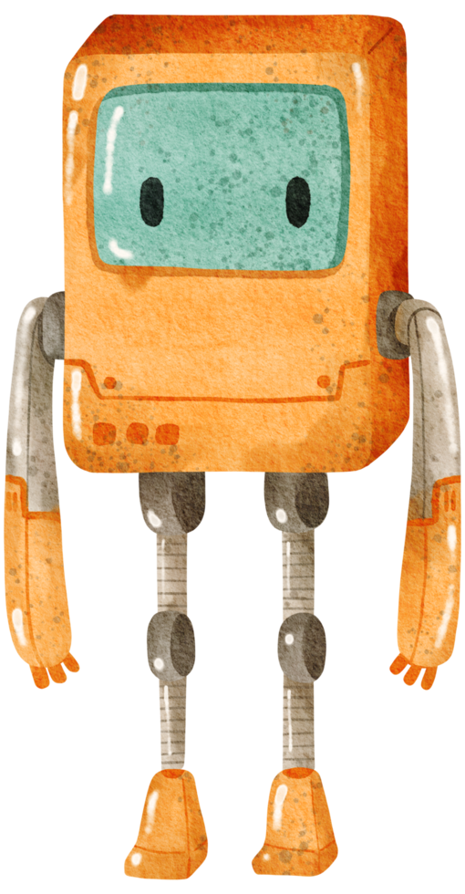 Cute Robot hand paint watercolor png