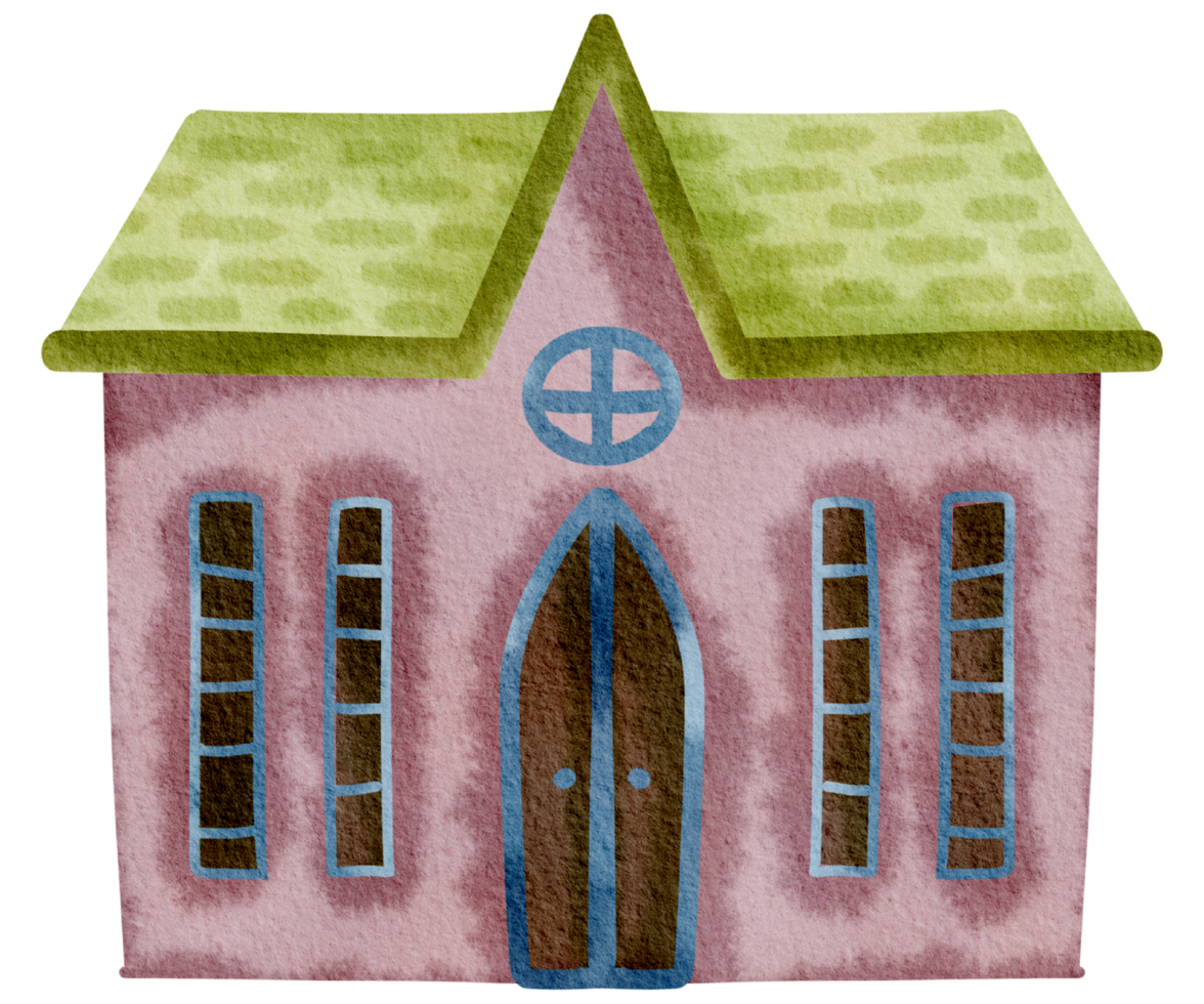 Little house watercolor cartoon cute png