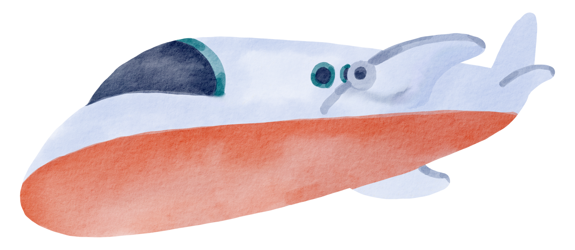 Airplane watercolor cartoon cute png