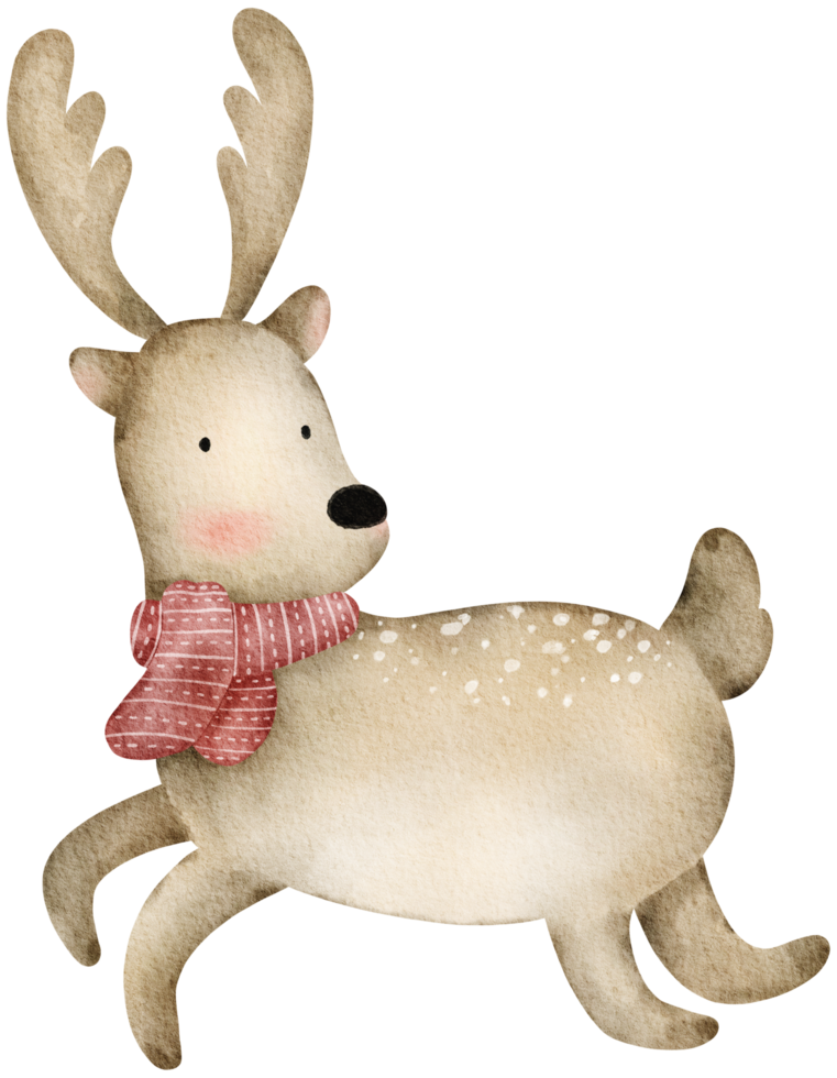 Christmas reindeer cartoon cute watercolor png