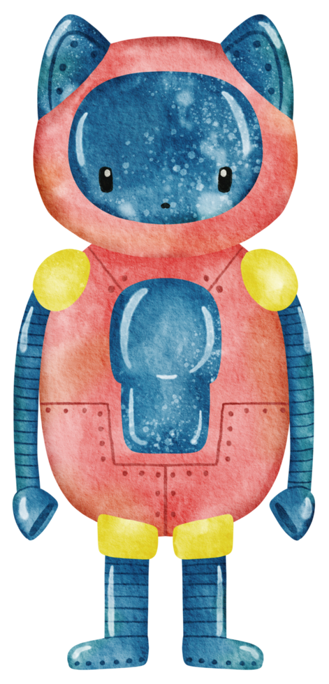 Cute Robot hand paint watercolor png