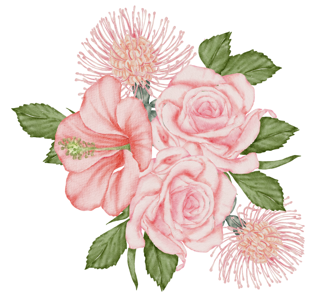 Watercolor Pink Floral Botanical png