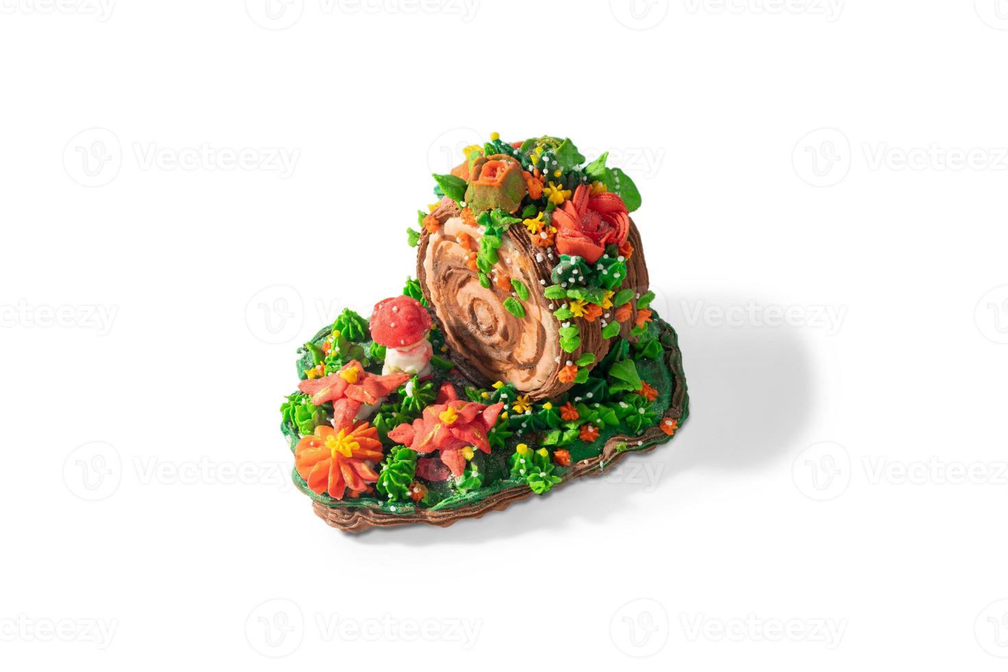 Colorful cake festive on white background photo