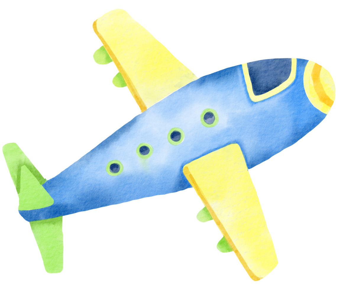 Airplane watercolor cartoon cute png